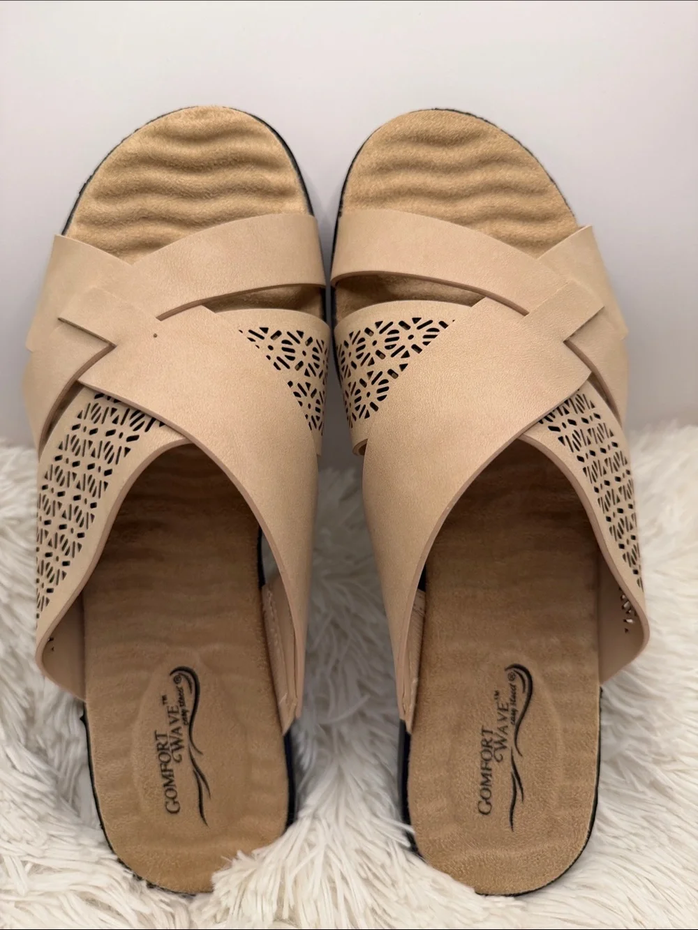 Women's Nude Tan Cross-Over Sandals